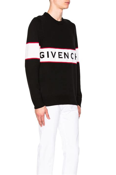 givenchy logo-striped wool sweater black|Givenchy Designer Sweaters: Cardigans, Crewneck & Pullovers.